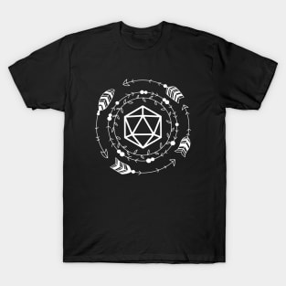 Bohemian D20 Dice Arrows Tabletop Roleplaying RPG Gaming Addict T-Shirt